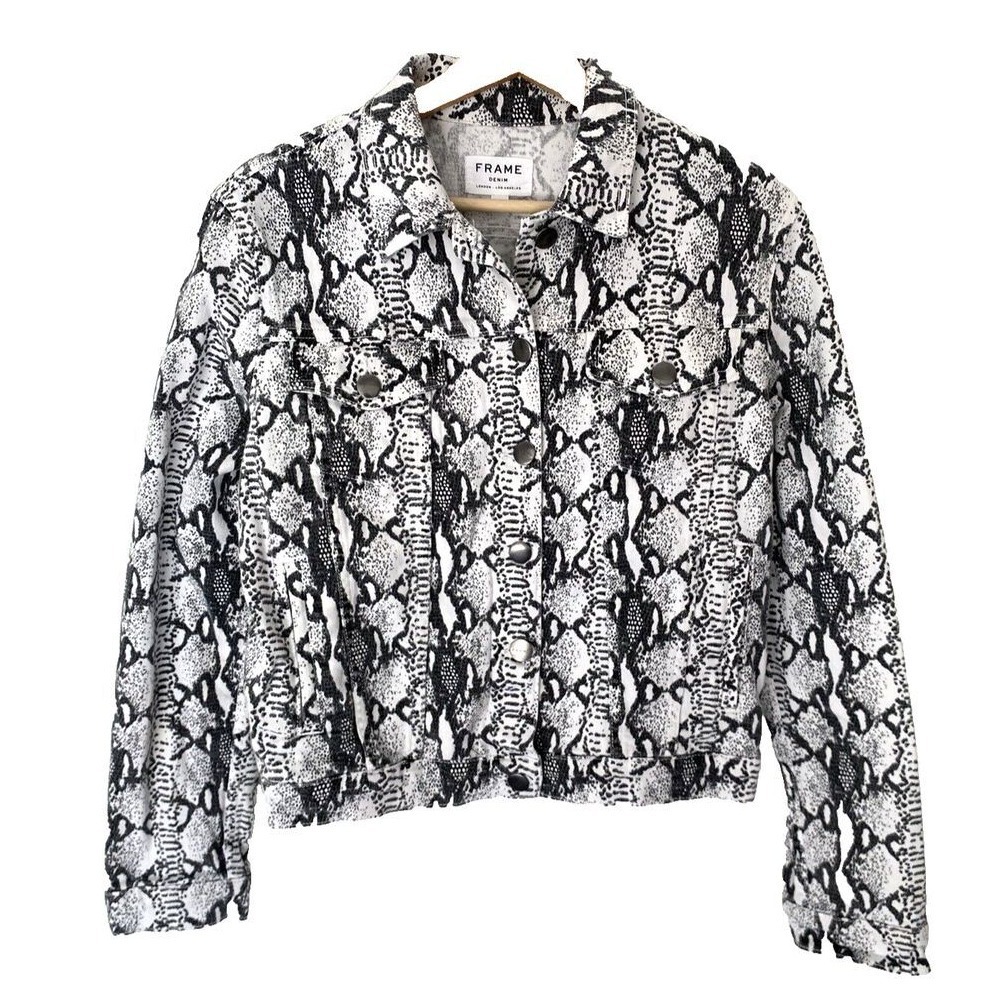 Frame Jacket Small Gris Multi Python Animal Print… - image 2